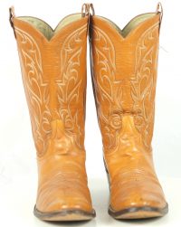 Larry Mahan Caramel Leather Cowboy Western Boots Vintage US Made Men