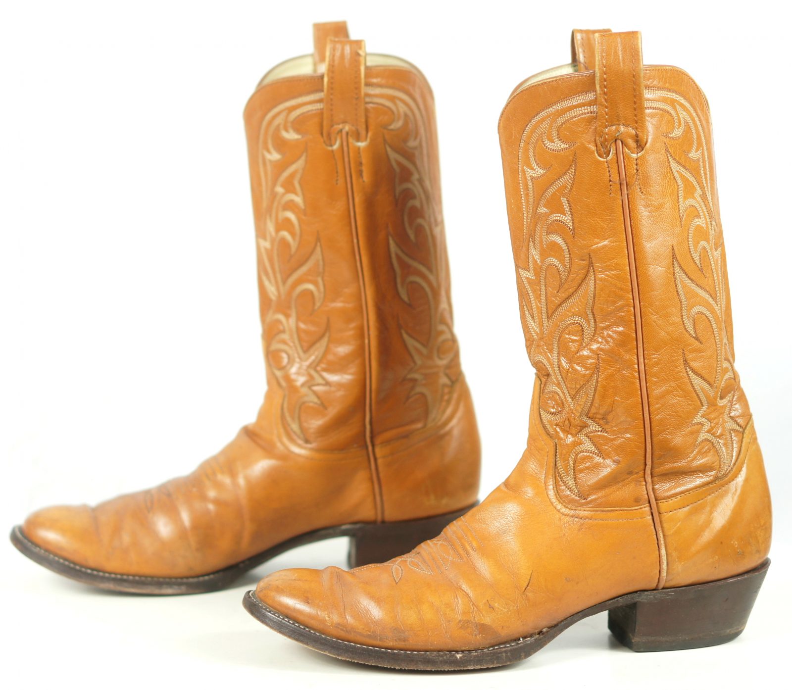 Larry Mahan Caramel Leather Cowboy Western Boots Vintage US Made Men's ...