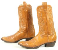 Larry Mahan Caramel Leather Cowboy Western Boots Vintage US Made Men