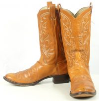 Larry Mahan Caramel Leather Cowboy Western Boots Vintage US Made Men