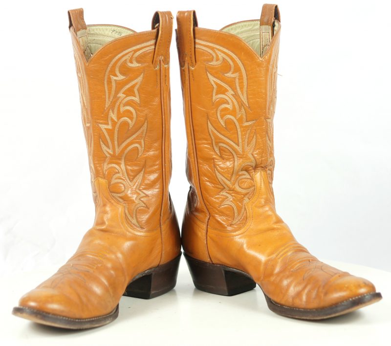 Larry Mahan Caramel Leather Cowboy Western Boots Vintage US Made Men