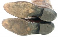 Olathe Cowboy Western Boots Brown Leather Deep Vees Vintage US Made Men