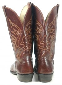 Olathe Cowboy Western Boots Brown Leather Deep Vees Vintage US Made Men