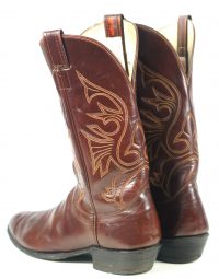Olathe Cowboy Western Boots Brown Leather Deep Vees Vintage US Made Men
