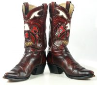 Texas Vintage Inlay Cowboy Western Boots Multicolor Eagles US Made Men