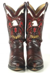 Texas Vintage Inlay Cowboy Western Boots Multicolor Eagles US Made Men