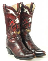 Texas Vintage Inlay Cowboy Western Boots Multicolor Eagles US Made Men