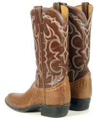 Tony Lama Brown Lizard Cowboy Boots Vintage Black Label US Made Mint Women