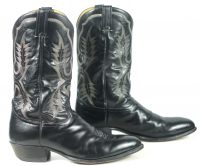 Tony Lama Cowboy Western Boots Black Leather Vintage US Texas Made Men