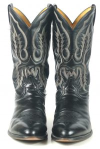 Tony Lama Cowboy Western Boots Black Leather Vintage US Texas Made Men