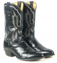 Tony Lama Cowboy Western Boots Black Leather Vintage US Texas Made Men