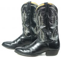 Tony Lama Cowboy Western Boots Black Leather Vintage US Texas Made Men