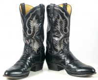 Tony Lama Cowboy Western Boots Black Leather Vintage US Texas Made Men