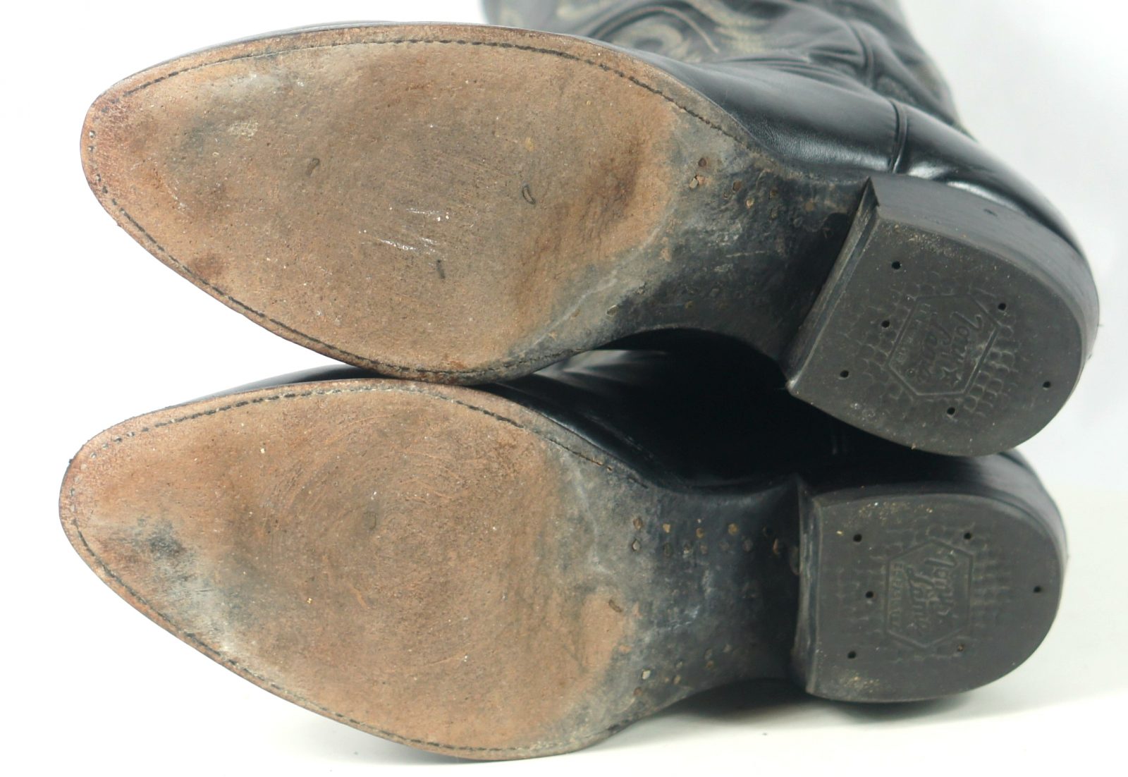 Tony Lama Cowboy Western Boots Black Leather Vintage US Texas Made Men