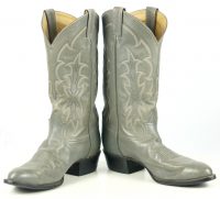 Tony Lama Gray Leather Cowboy Western Boots Vintage 80s US Made Men