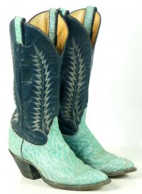 Tony Lama Turquoise And Navy Blue Cowboy Boots Vintage Black Label Womens 8 B (5)