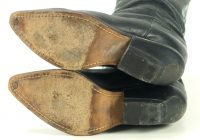 Zodiac Vintage Black Handpainted Cowboy Boots Cactus Feathers Indians Women