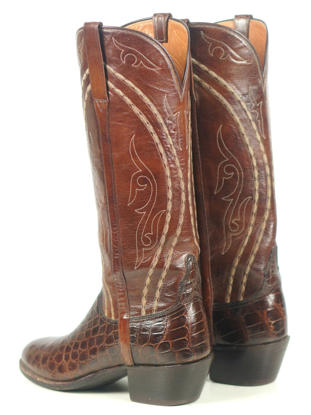 brown crocodile boots womens