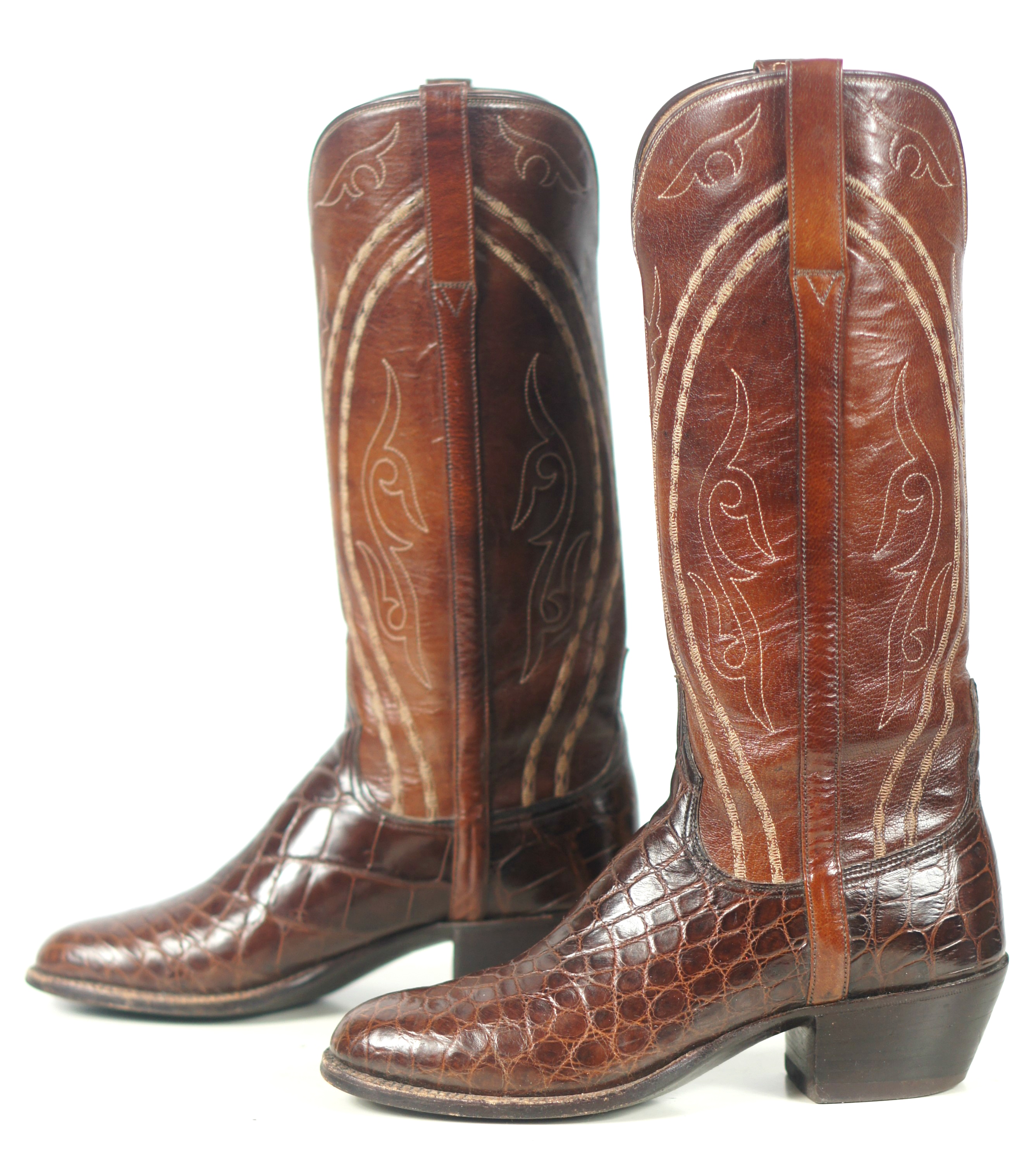 brown crocodile boots womens
