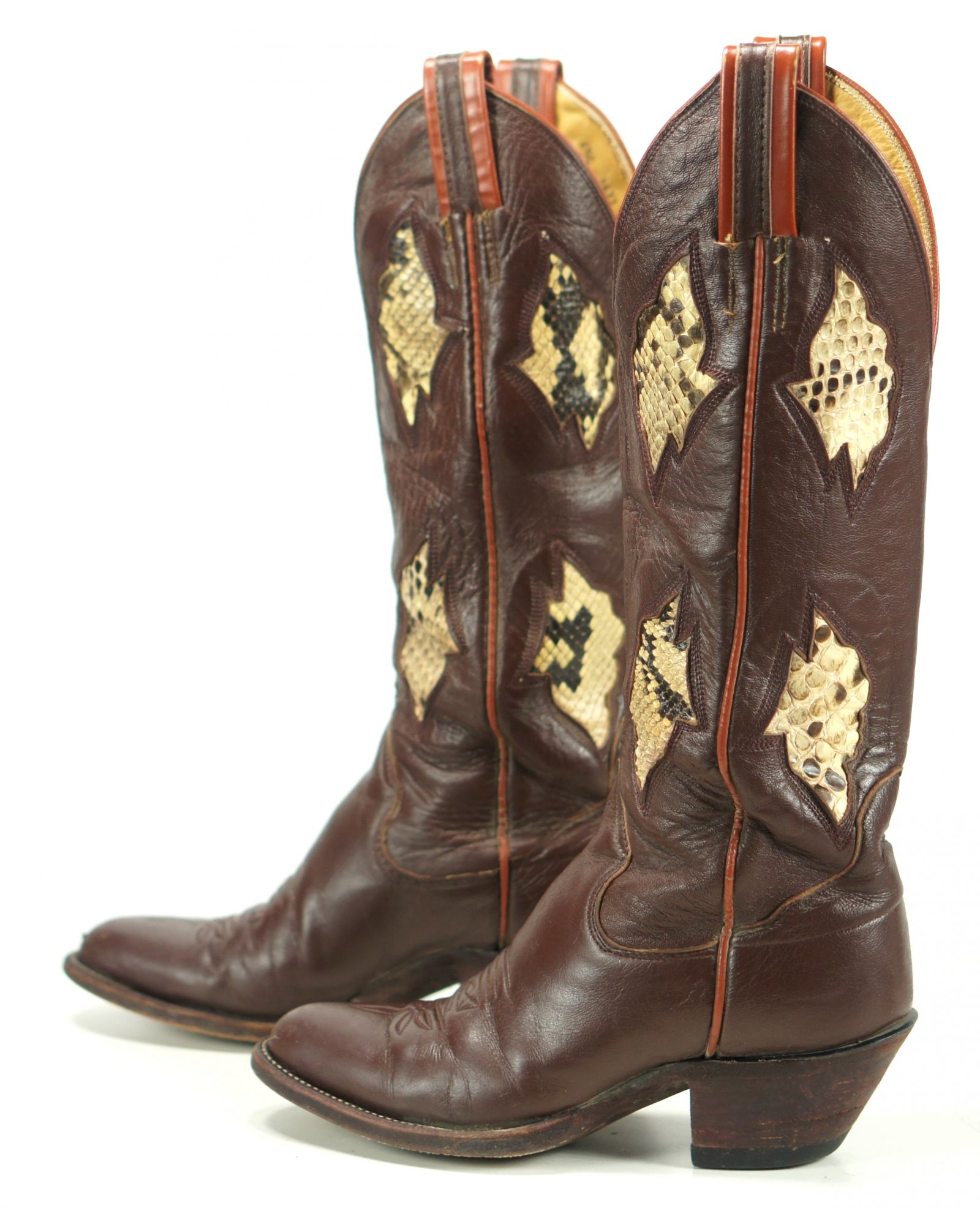 sanders womens vintage cowboy boots inlay snakeskin (10)