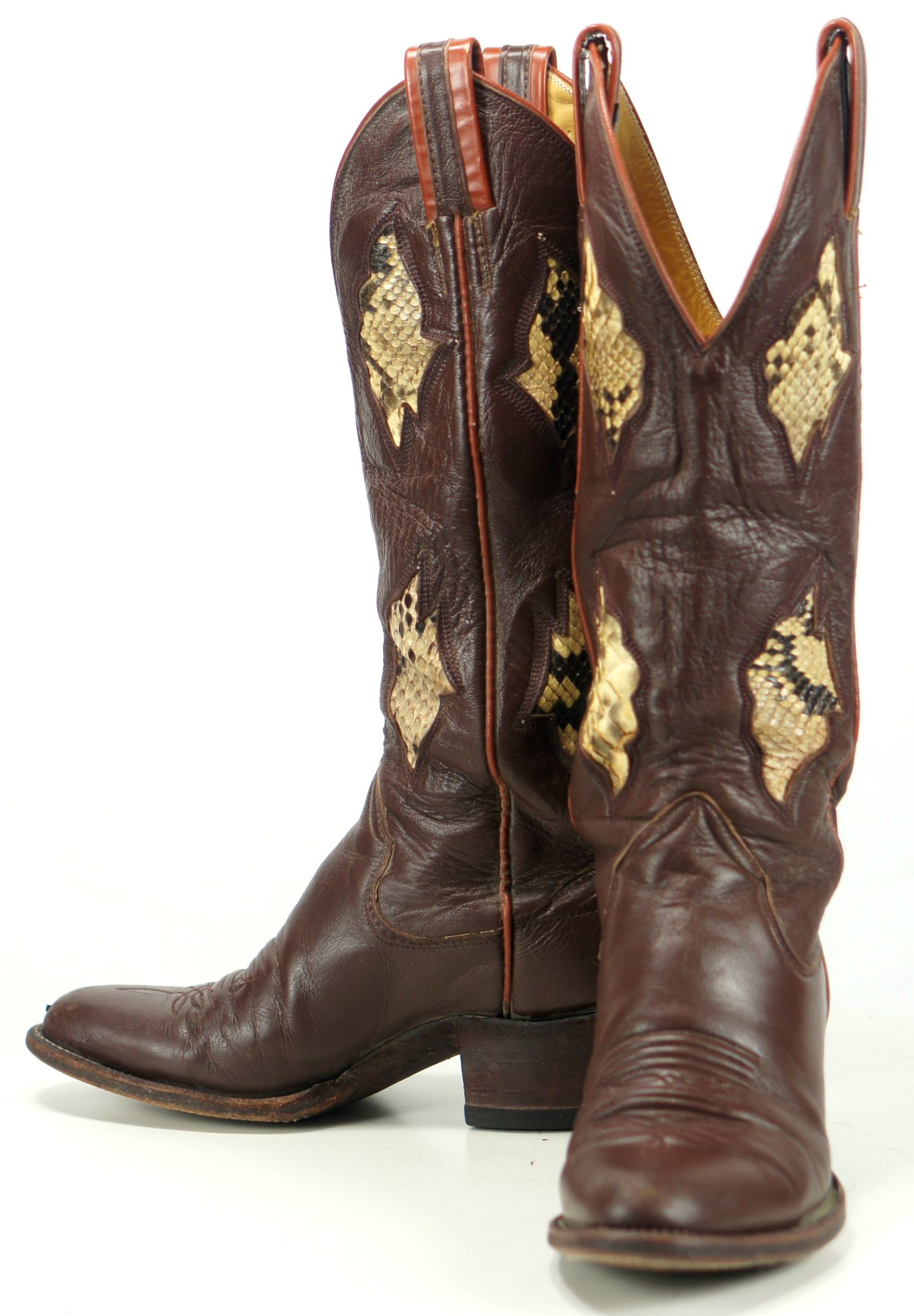 sanders womens vintage cowboy boots inlay snakeskin (11)