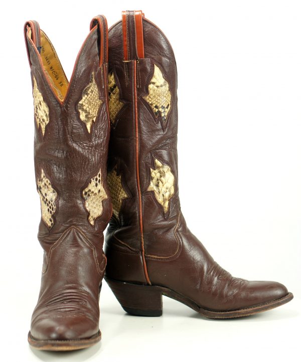 sanders womens vintage cowboy boots inlay snakeskin (13)