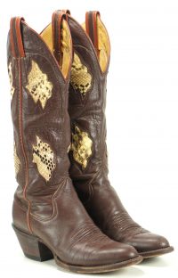 sanders womens vintage cowboy boots inlay snakeskin (6)