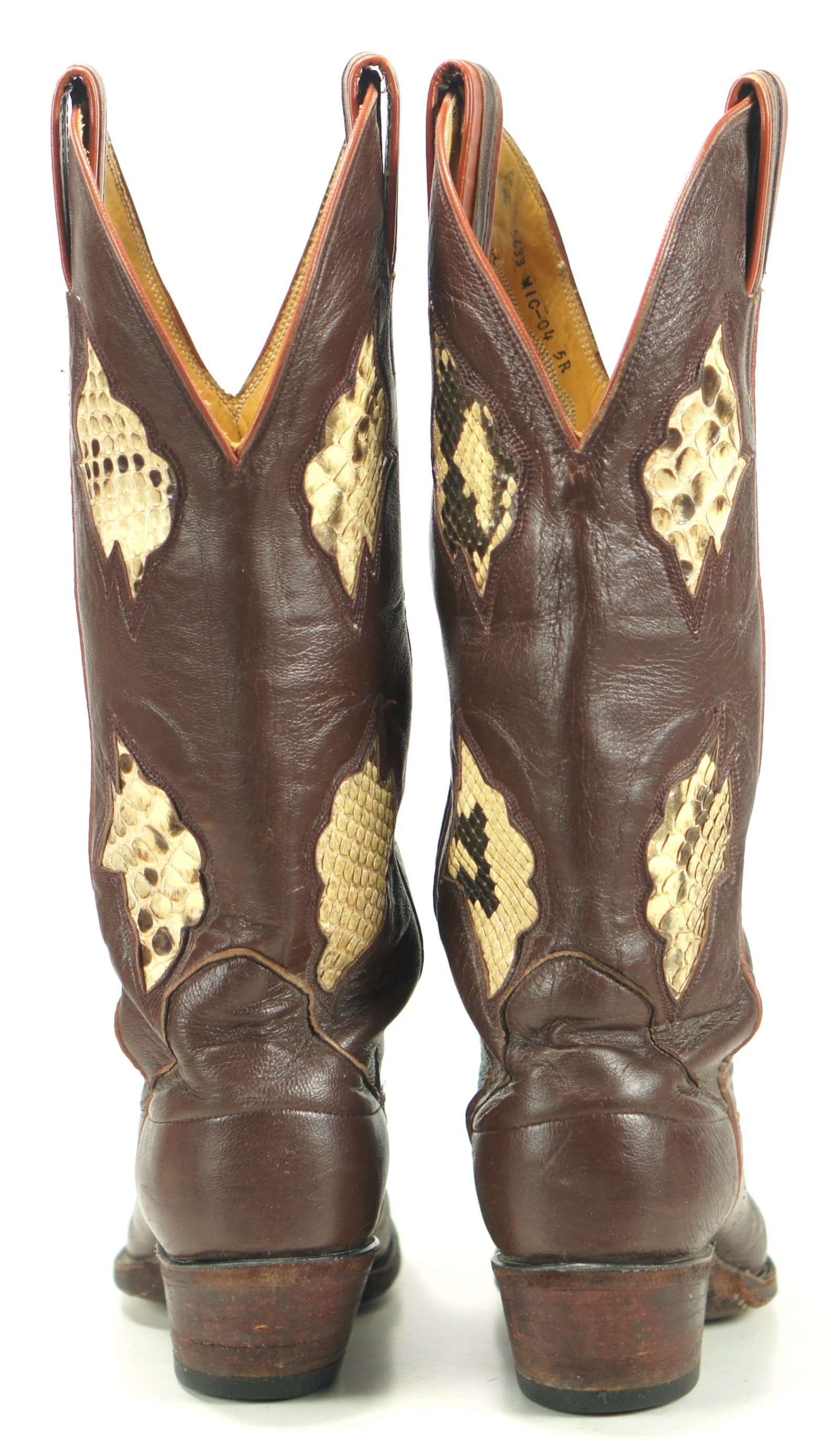 sanders womens vintage cowboy boots inlay snakeskin (8)