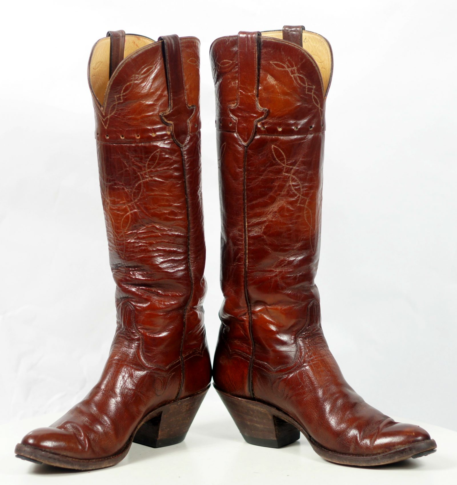 to stanley custom vintage nee high brown cowboy boots womens (10)