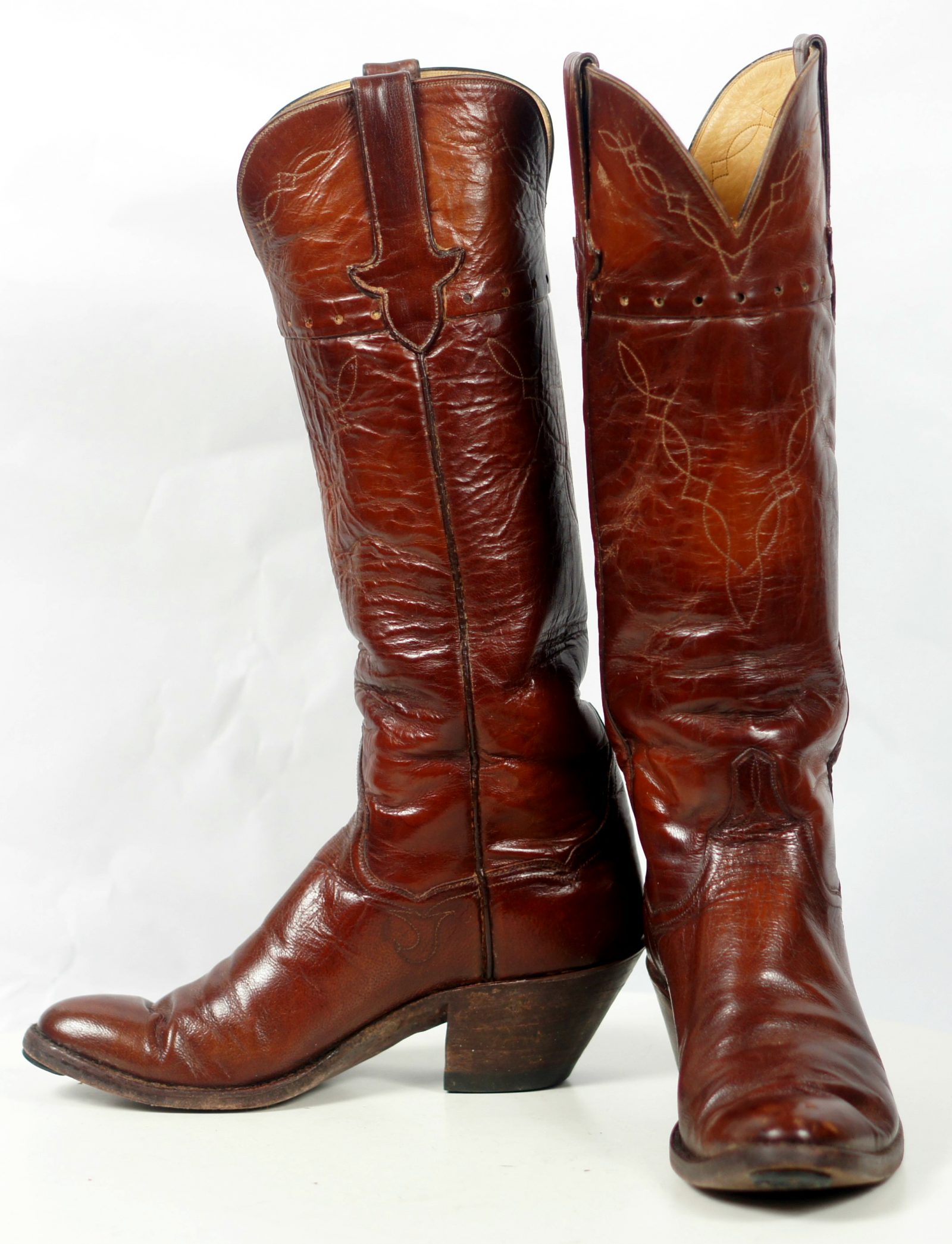 TO Stanley Women's Knee High Brown Calf Vintage Custom Cowboy Western ...