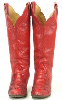 tony lama red womens snakeskin tall cowboy boots (4)