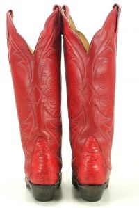 tony lama red womens snakeskin tall cowboy boots (7)