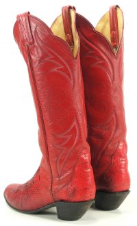 tony lama red womens snakeskin tall cowboy boots (8)