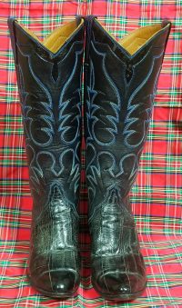 vintage custom black eel skin cowboy western boots womens (1)