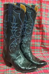 vintage custom black eel skin cowboy western boots womens (2)