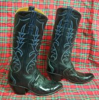 vintage custom black eel skin cowboy western boots womens (3)