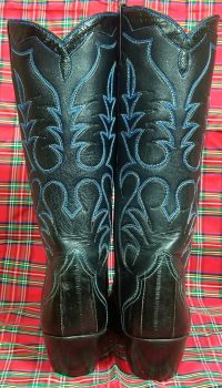 vintage custom black eel skin cowboy western boots womens (4)