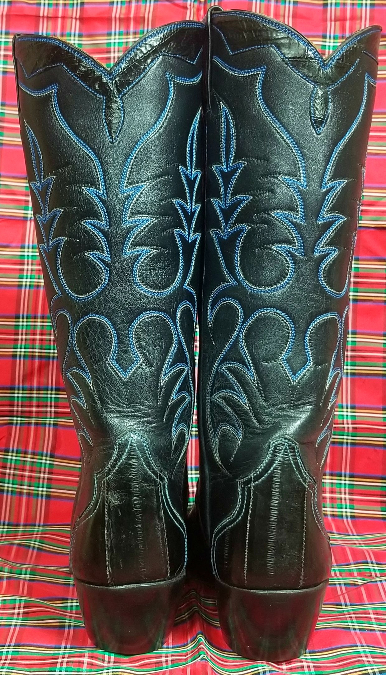 vintage custom black eel skin cowboy western boots womens (4)