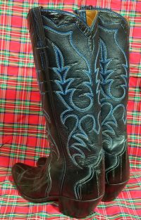 vintage custom black eel skin cowboy western boots womens (5)