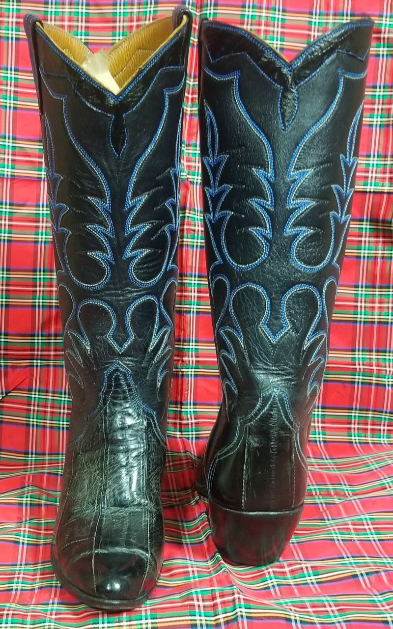 vintage custom black eel skin cowboy western boots womens (7)