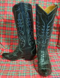 vintage custom black eel skin cowboy western boots womens (8)