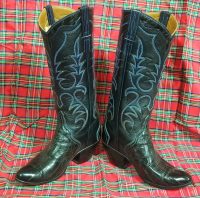 vintage custom black eel skin cowboy western boots womens (9)