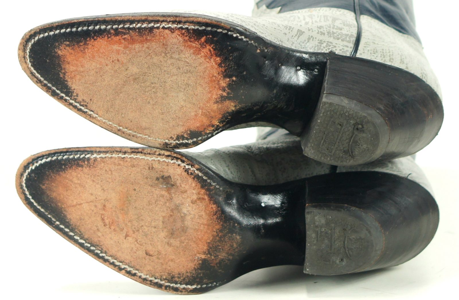 vintage justin blue and gray leather cowboy western boots womens (11)