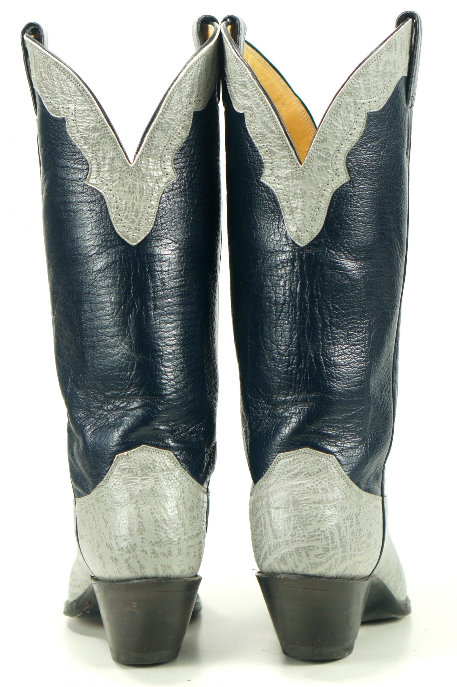 vintage justin blue and gray leather cowboy western boots womens (5)