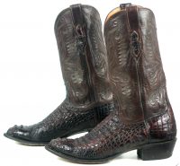 Lucchese 2000 Burgundy Caiman Alligator Exotic Cowboy Western Boots Men