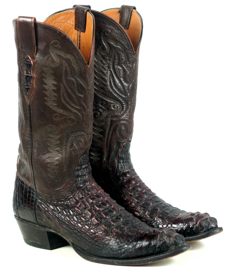 Lucchese 2000 Burgundy Caiman Alligator Exotic Cowboy Western Boots Men