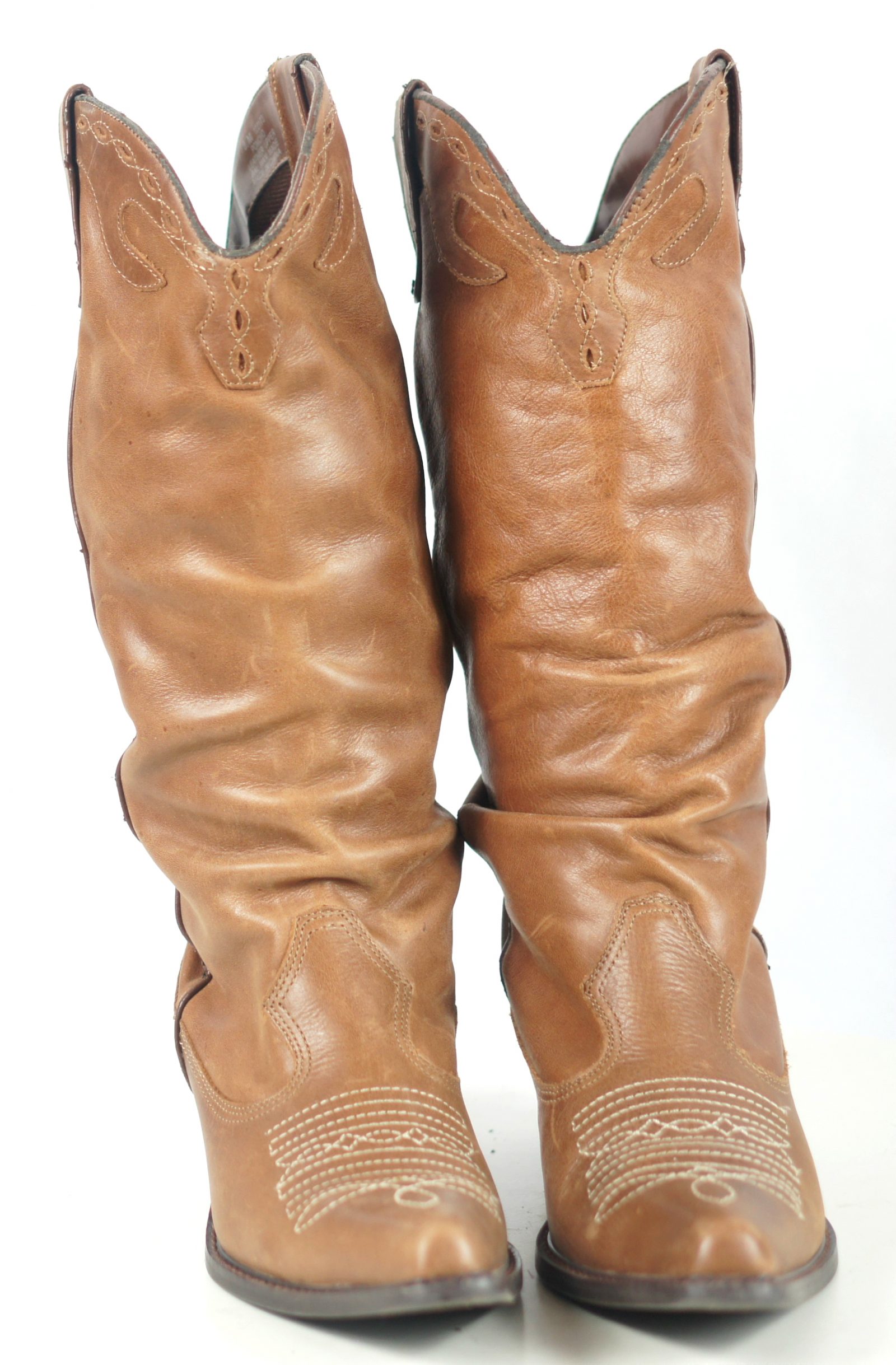 Maripe Poncho Brown Leather Slouch Cowboy Boho Snip Toe Boots Women