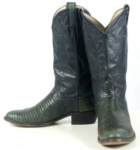 Osuna Santa Fe Blue And Green Lizard Cowboy Western Boots Handmade Men