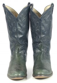 Osuna Santa Fe Blue And Green Lizard Cowboy Western Boots Handmade Men