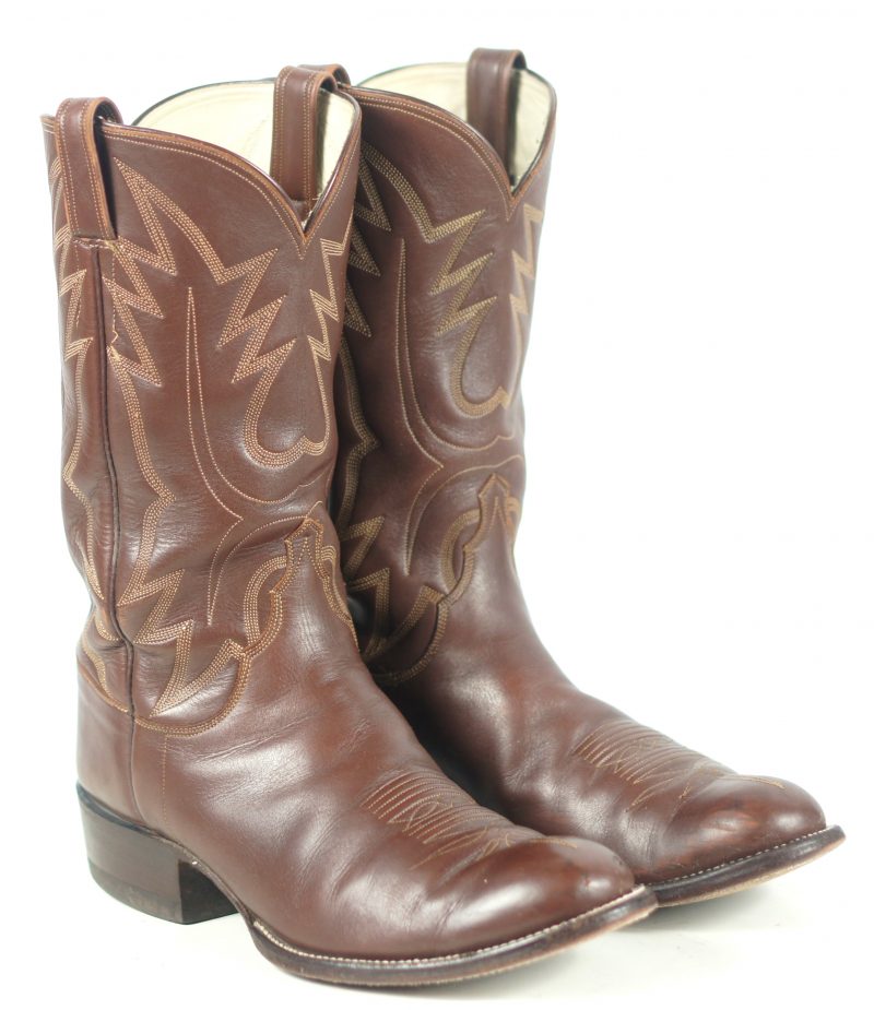Rare Rusty Franklin Brown Leather Cowboy Boots San Angelo Handmade Men